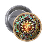Knotwork Sun Face Round Button