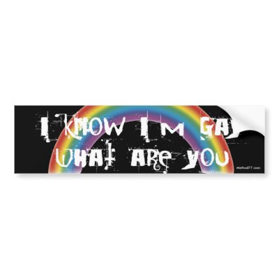 Know I'm Gay Drk Bumper Sticker by Method77