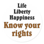 Know your rights round sticker