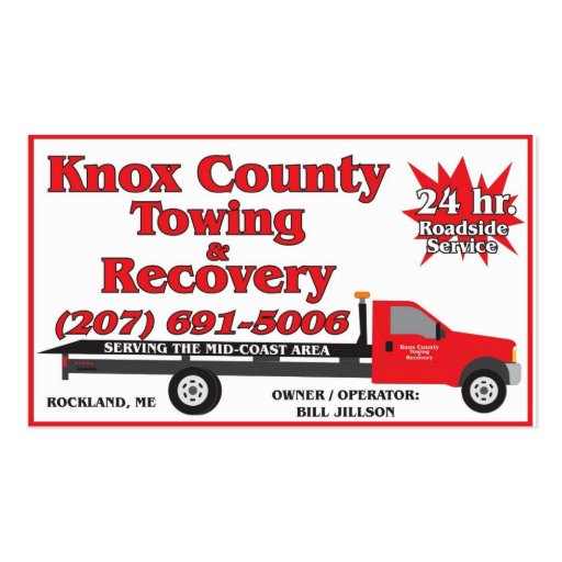 Knox County Towing Business Cards (front side)