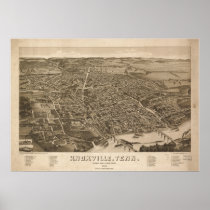 Knoxville Tennessee 1886 Antique Panoramic Map Print
