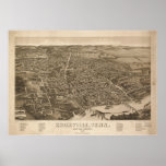 Knoxville Tennessee 1886 Antique Panoramic Map Print