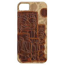 Koa Wood Tiki Sun Surfboard iPhone 5 Cases