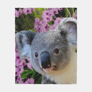 Koala and Coocktown Orchids Fleece Blanket