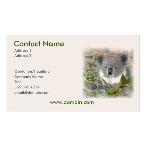 Koala Business Card (front side)
