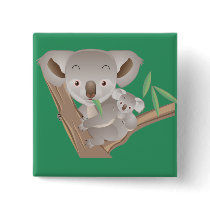 Koala Family Pinback Button