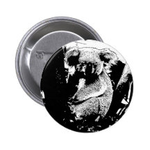 Koala in Black and White Buttons