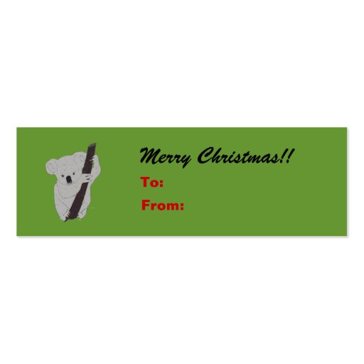 Koala Merry Christmas Holiday Gift Tag Business Card Templates (front side)