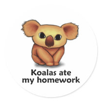 Koalas ate my Homework stickers