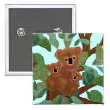 Koalas in the Eucalyptus Pinback Buttons