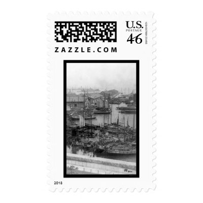 Kobe, Japan Harbor View 1909 Stamp by lc_vintagephotos