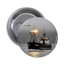Kodiak, Crab Boat in Dutch Harbor, Alaska Pinback Buttons