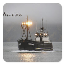 Kodiak, Crab Boat in Dutch Harbor, Alaska Square Stickers