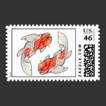 Kohaku dunkleosteus koi stamp stamps