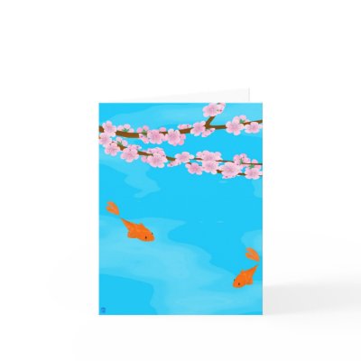 Koi and Sakura Note Card by DConger