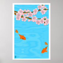 Koi and Sakura Print