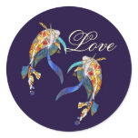 Koi Couple Glass Art Stickers LOVE