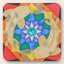 Koi Fish and Lotus Cork Coaster