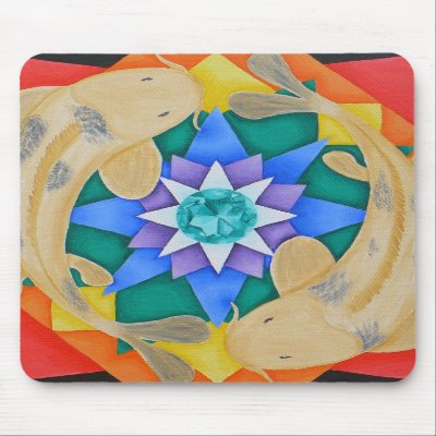 Koi Fish and Lotus Mousepad by slvr0drgn