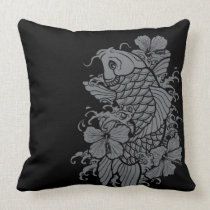 Koi Fish Gray on Black pillows