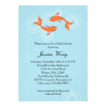 Koi Fish Pond Bridal Shower Invitation