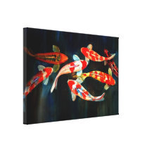 koi fish pond wrapped canvas print