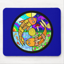 Koi Fish Pyschedelic Elemental Mandela Mousepad