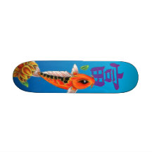 Koi Fish & Yellow Lotus Skateboard Mini