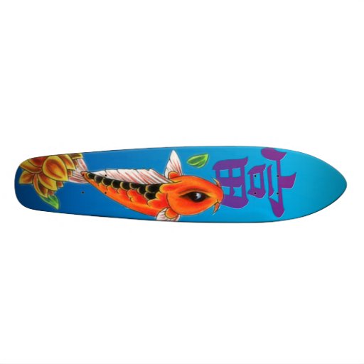 Koi Fish & Yellow Lotus Skateboard Oldschool Zazzle