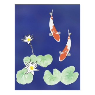 Koi Pond - Blue Background