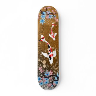 Koi Pond - wood - Japanese Design Skateboard skateboard