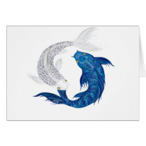 Koi Regal Blue Ghost silver Greeting Cards