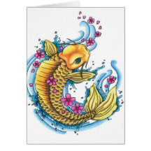 Koi with Cherry Blossoms Note Card