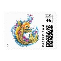 Koi with Cherry Blossoms Stamp