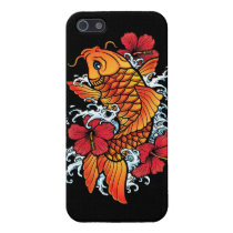 Koi with Hibiscus iphone cases