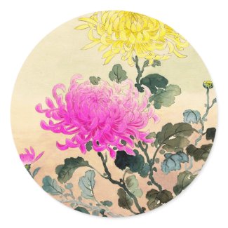 Koitsu Tsuchiya Chrysanthemum japanese flowers art Classic Round Sticker