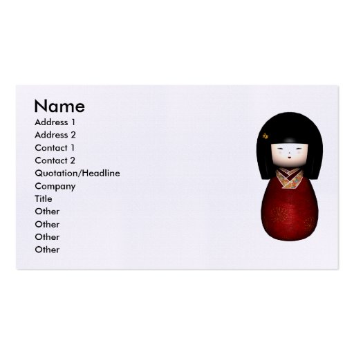Kokeshi Doll Business Card (front side)