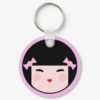 Kokeshi Doll Face Keychain keychain