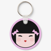 Kokeshi Doll Face Keychain by megakawaii Kokeshi Doll Face Keychain