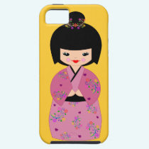 Kokeshi Doll in a  Floral Kimono Cell Phone Cover casemate cases