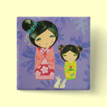 Kokeshi Doll - Love Binds Us Together buttons