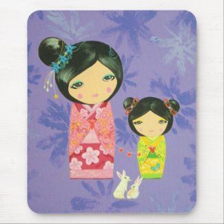 Kokeshi Doll - Love Binds Us Together mousepad
