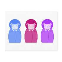 Kokeshi Doll Trio postcards