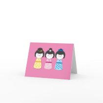 Kokeshi Girls Greeting Card