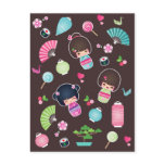 Kokeshi Pattern Postcard