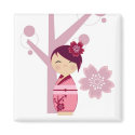 Kokeshi Sakura and Cherry Tree Magnet by LaLloronaX3 Kokeshi Sakura and Cherry Tree Magnet