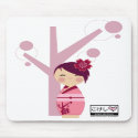 Kokeshi Sakura and Cherry Tree Mousepad