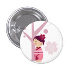 Kokeshi Sakura and Cherry Tree Pin buttons