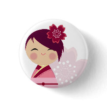 Kokeshi Sakura Close Up Pin