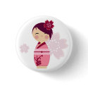Kokeshi Sakura Pin buttons by LaLloronaX3 Kokeshi Sakura Pin buttons